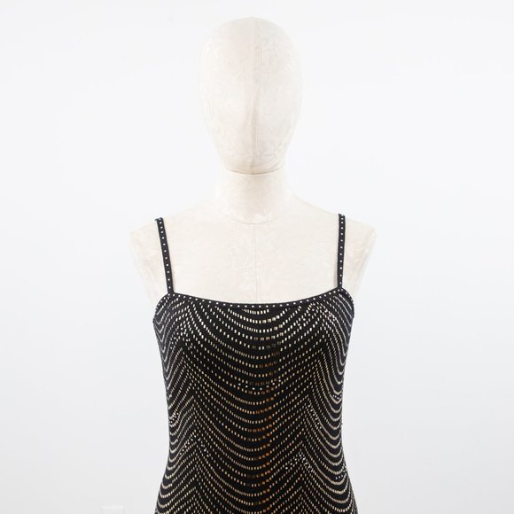 St.John M Santana Knit Gold Wave Formal Gown Black Prom Formal Wedding - Picture 5 of 8